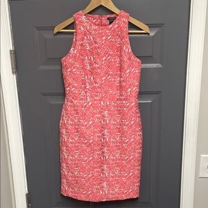 Ann Taylor Factory woven coral abstract print Sleeveless  sheath dress size 00